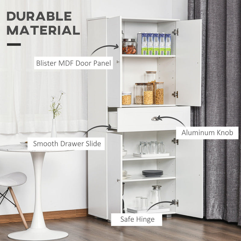 Tall Kitchen Cupboard, Drawer, White