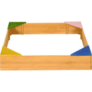 Square Wooden Sand Pit For Kids Age 3-8 Years Outsunny