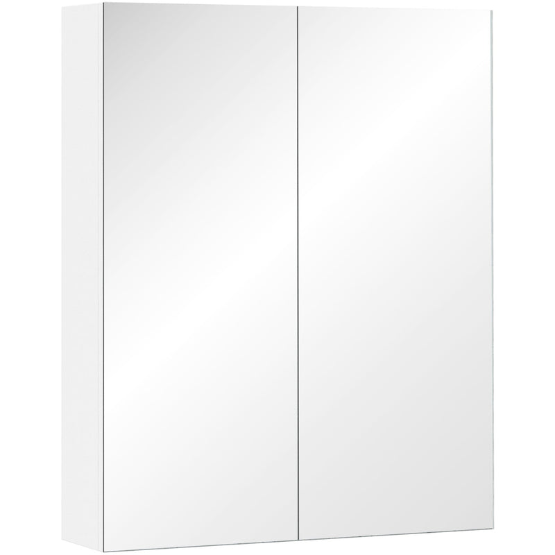 Bathroom Mirror Cabinet, 2 Doors, 60 x 15 x 75cm, White