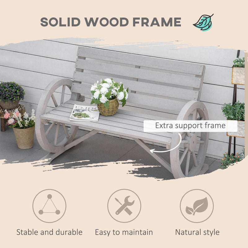 Wagon Wheel Garden Bench Outsunny
