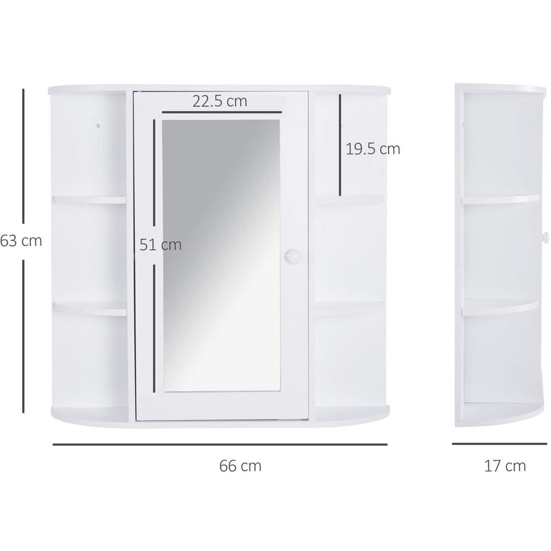 White Bathroom Wall Cabinet, 66W x 17D x 63H cm
