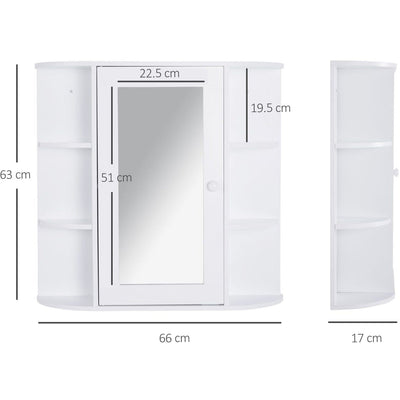 White Bathroom Wall Cabinet, 66W x 17D x 63H cm Kleankin