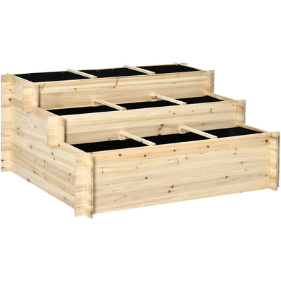 3 Tier Raised Flower Bed With 9 Grow Grids, Indoor/Outdoor Outsunny