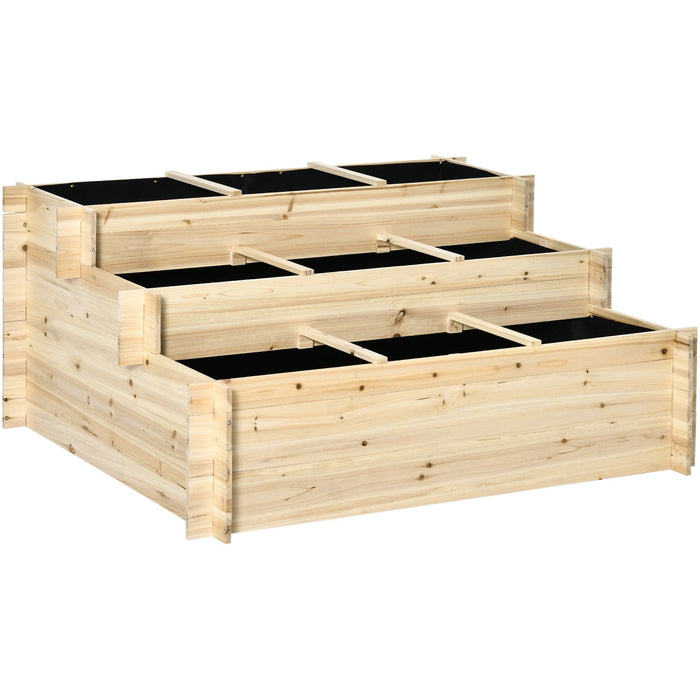 3 Tier Raised Flower Bed With 9 Grow Grids, Indoor/Outdoor