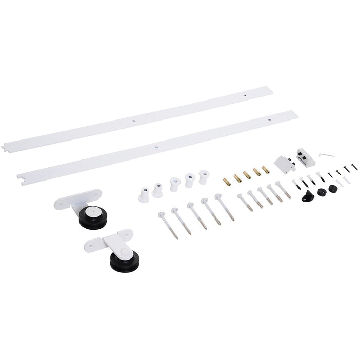 6ft White Sliding Door Track Kit