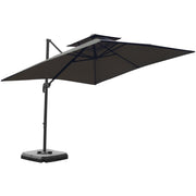 Roma 3m Square Cantilever Parasol With Base, Grey Outsunny