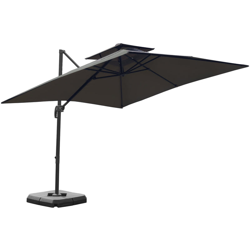 Roma 3m Square Cantilever Parasol With Base, Grey Outsunny