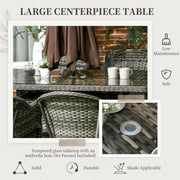 6 Seater Rattan Garden Dining Set - Grey Outsunny