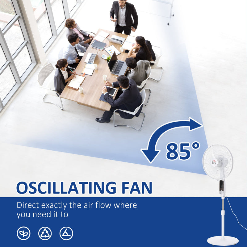 54'' Oscillating Pedestal Fan, Black/White Homcom