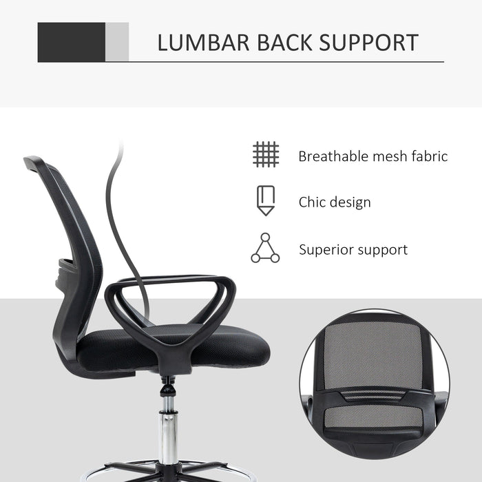 Ergonomic Drafting Chair With Wheels, Arms, Mesh Back