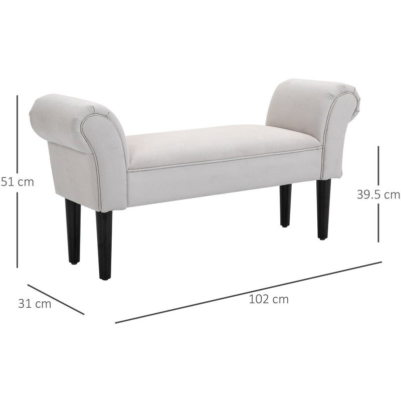 Small Bed End Chaise Lounge, Wooden Leg