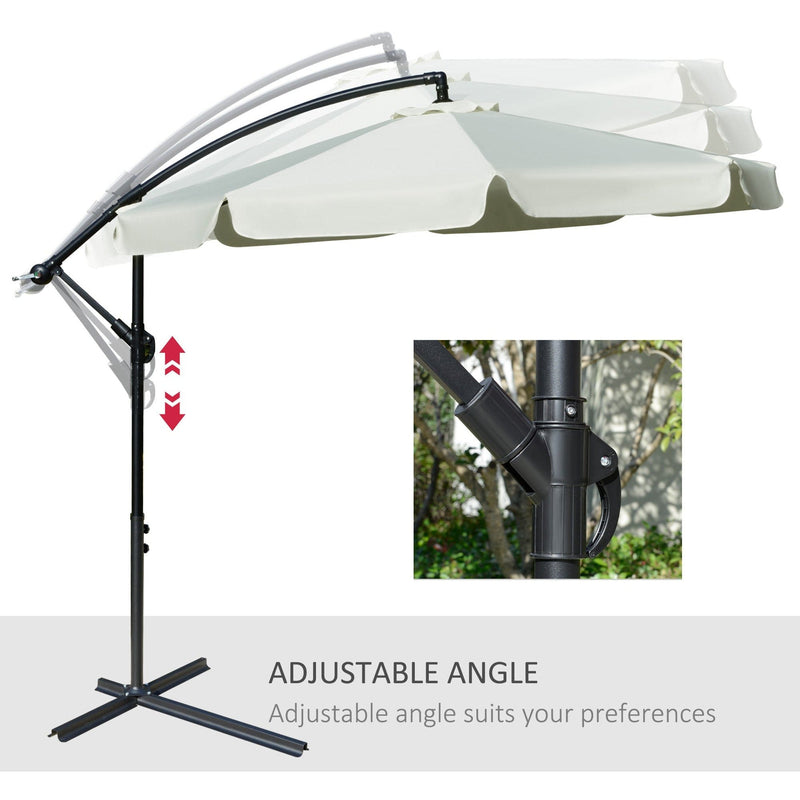2.7m Cantilever Parasol With Cross Base - Crank Handle