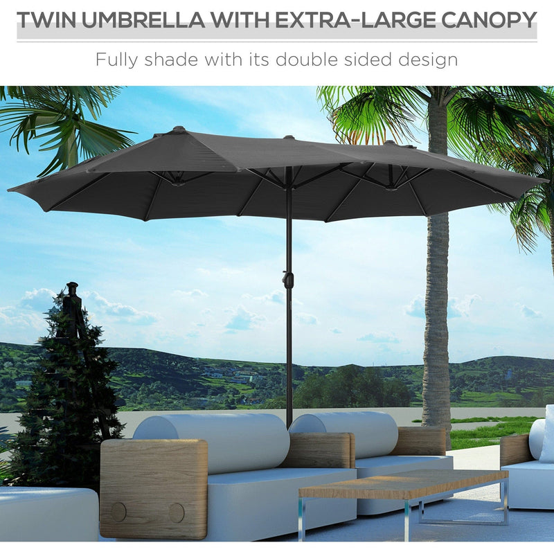 4.6m Double Sided Parasol With Crank Handle, No Base Outsunny