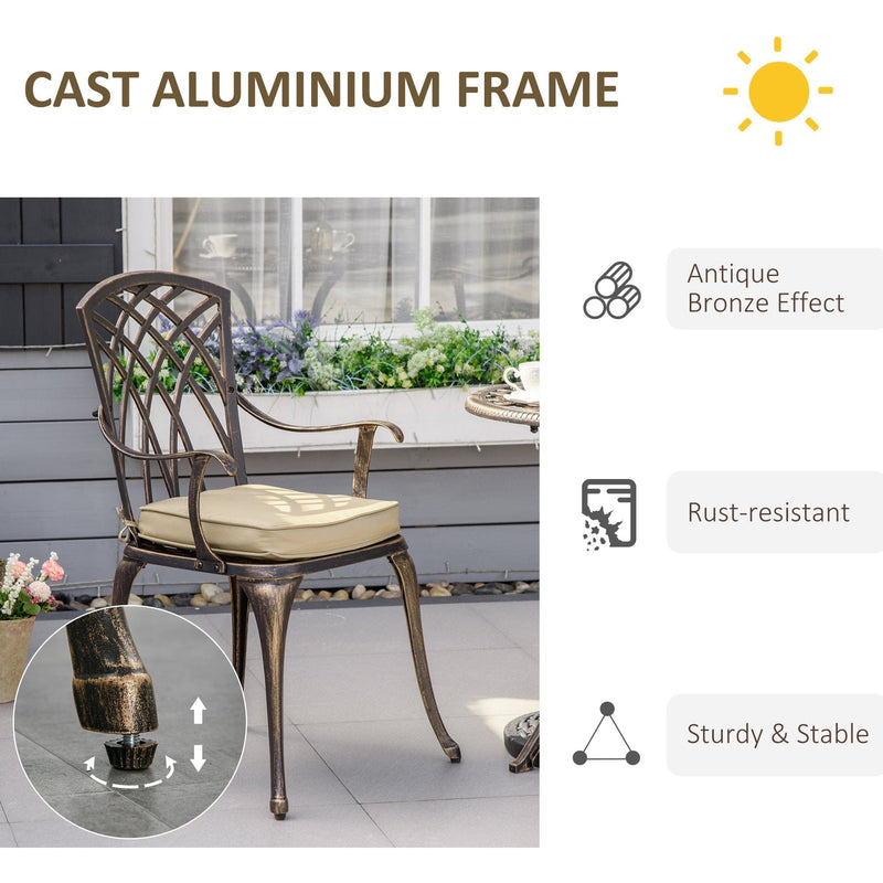 3pc Cast Aluminium Bistro Set, Bronze