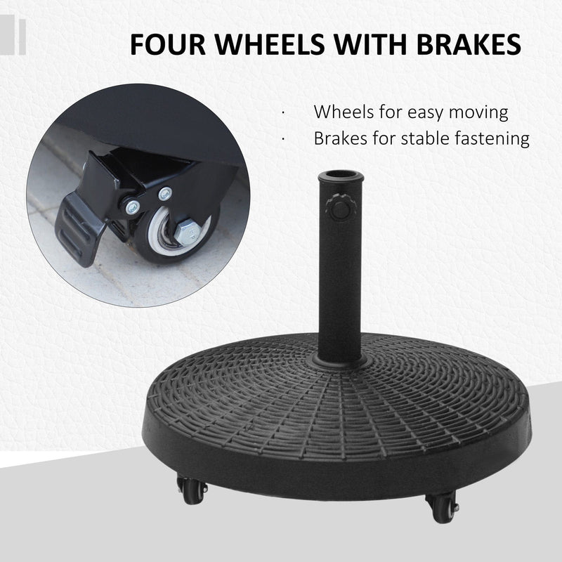 22kg Patio Umbrella Base With Wheels Outsunny