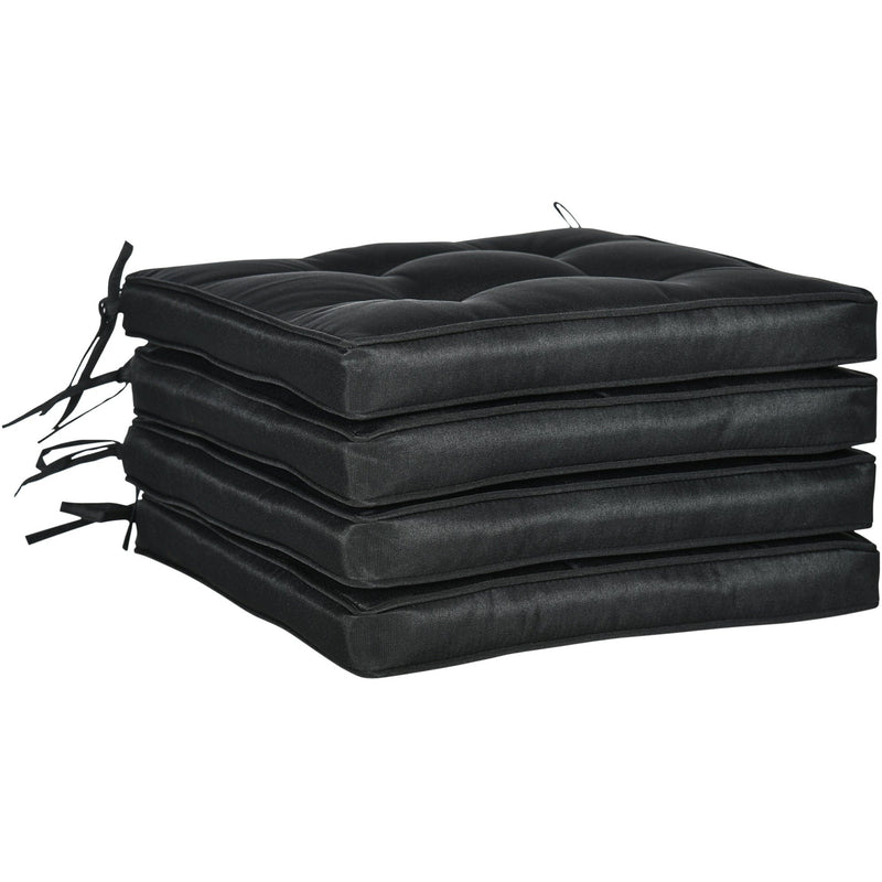 Garden Seat Cushion with Ties, Black 40x40cm