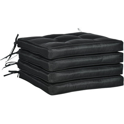 Garden Seat Cushion with Ties, Black 40x40cm Outsunny