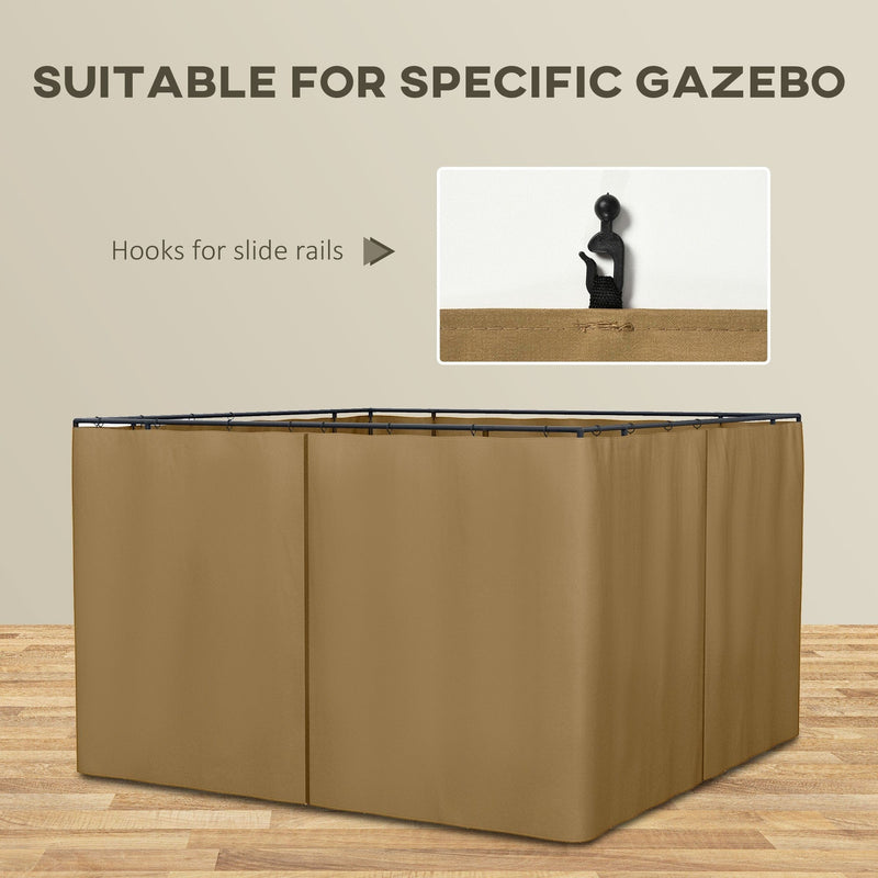 4 Sides For Gazebo Curtain Sidewalls, Fits Most 3x3m Gazebos