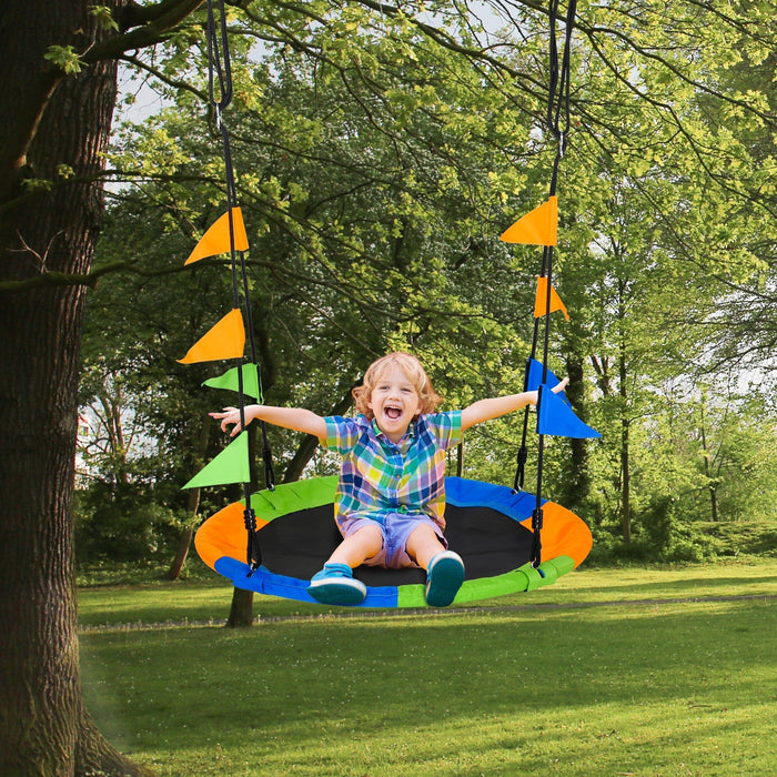 Saucer Tree Swing Set with Adjustable Rope, Steel Frame