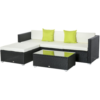 4 Seater Outdoor Rattan Sofa Set with Coffee Table, Cushions Outsunny