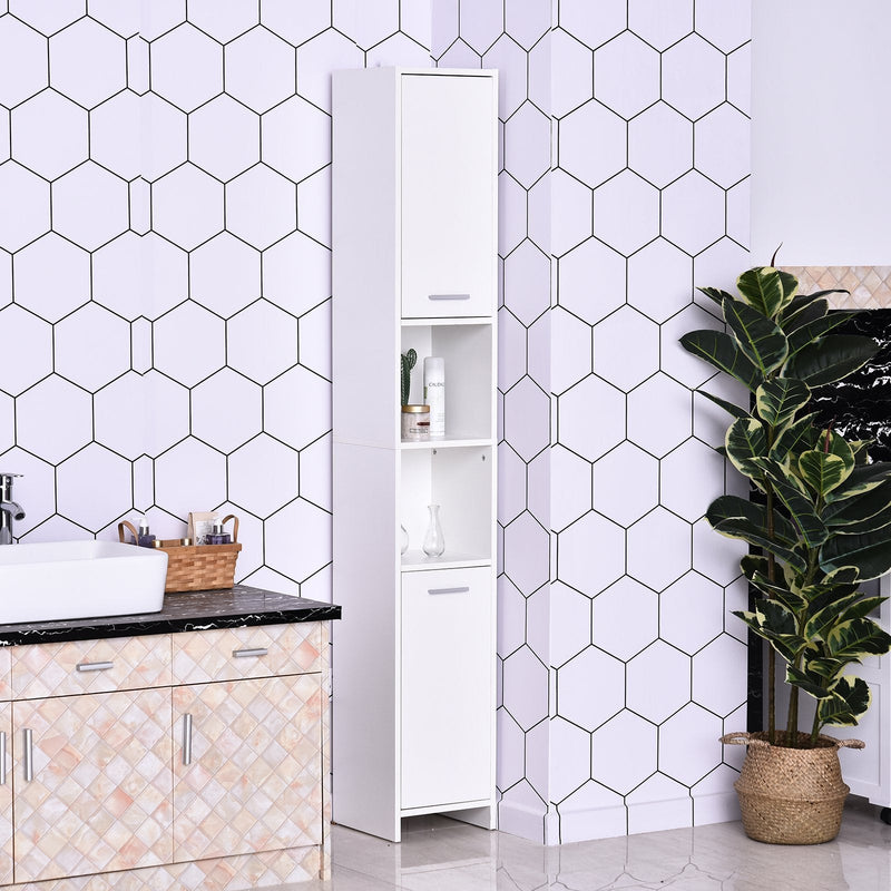 Tall Slim Bathroom Storage Cabinet, White