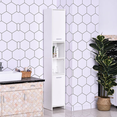Tall Slim Bathroom Storage Cabinet, White Homcom