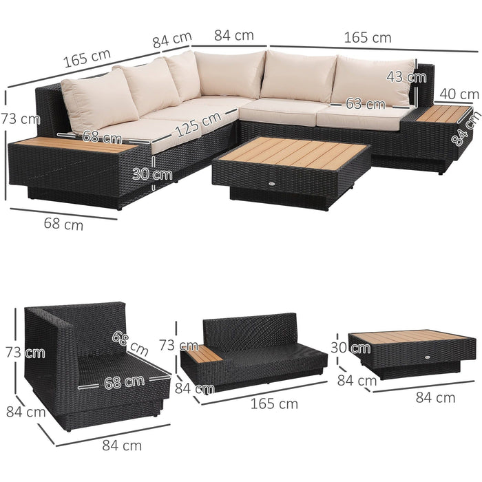 Garden Furniture Corner Sofa & Coffee Table Set