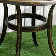 Outsunny Industrial Garden Side Table, Round Hollow Top Design Patio End Table with Cast Aluminum Frame, Bronze Outsunny