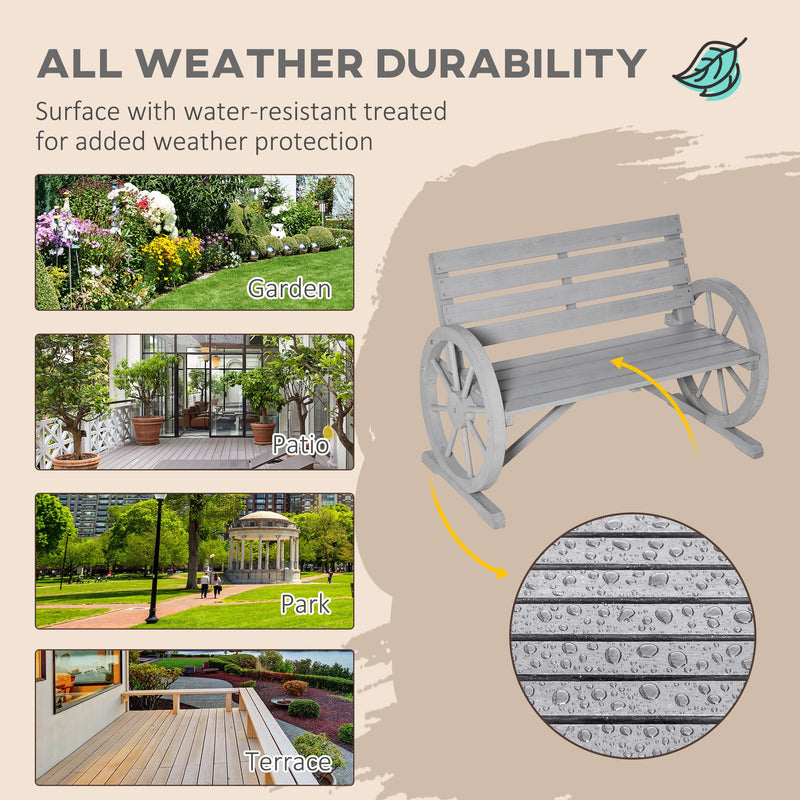 Wagon Wheel Garden Bench Outsunny