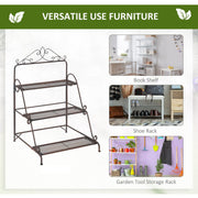 3 Tier Metal Plant Stand, Indoor/Outdoor Outsunny