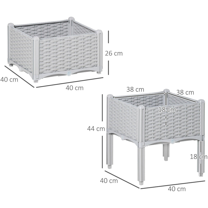 2 Rattan Planters Outdoors, 40x40x44 cm