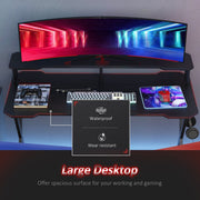 Gaming Desk With Shelves, X Frame, Headphone Hook, Black Homcom