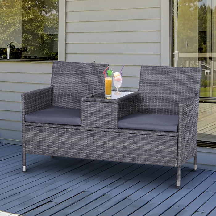 2 Seater Rattan Companion Seat, Grey