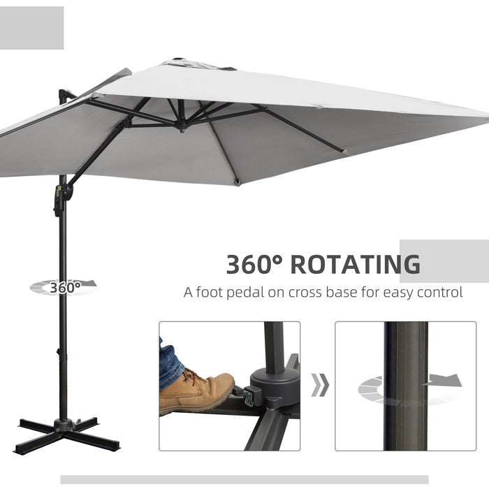 2.7x2.7m Cantilever Parasol - Light Grey