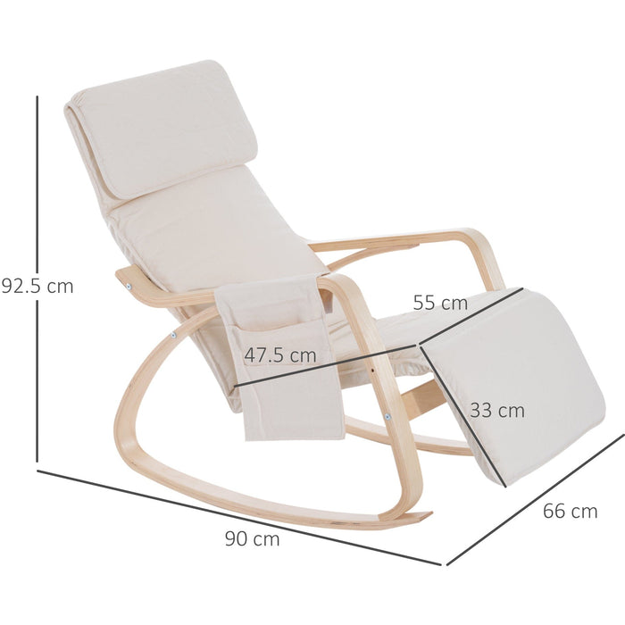 Cream White Rocking Lounge Chair With Footrest