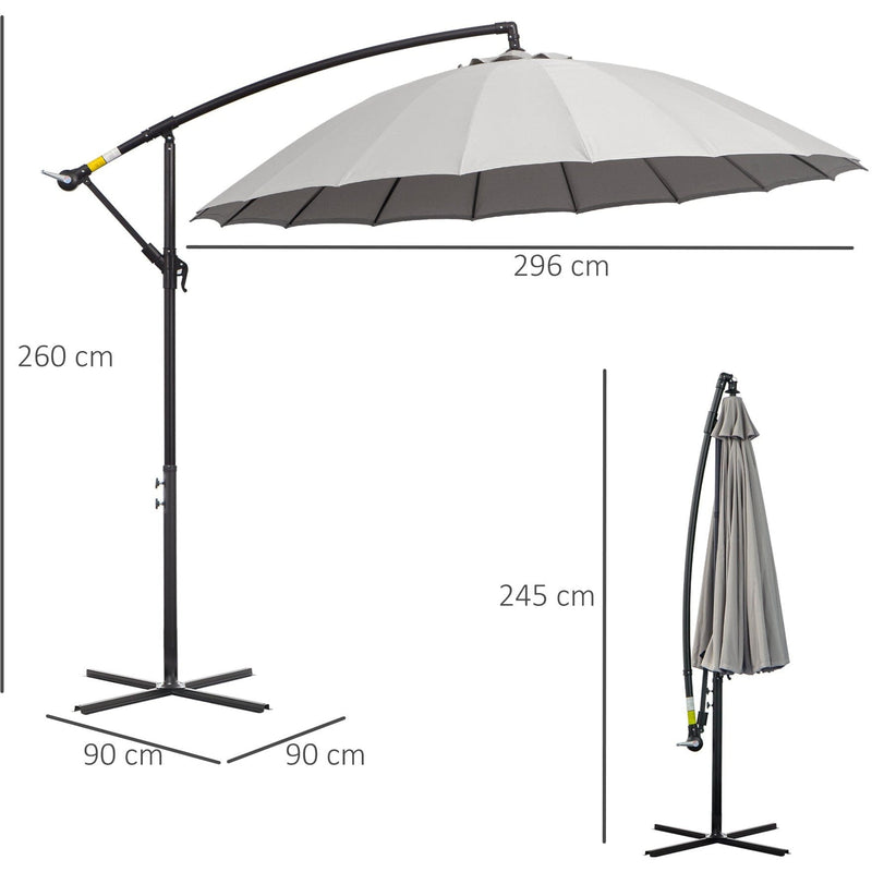 3m Shanghai Cantilever Parasol - Crank Handle, 18 Ribs