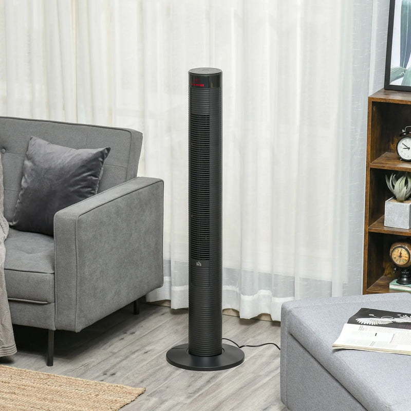 46" Oscillating Tower Fan, 3 Speed, Remote, 12h Timer, Black Homcom