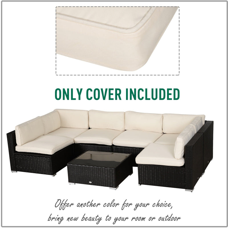 14pc Rattan Sofa Cushion Cover Replacement, Beige