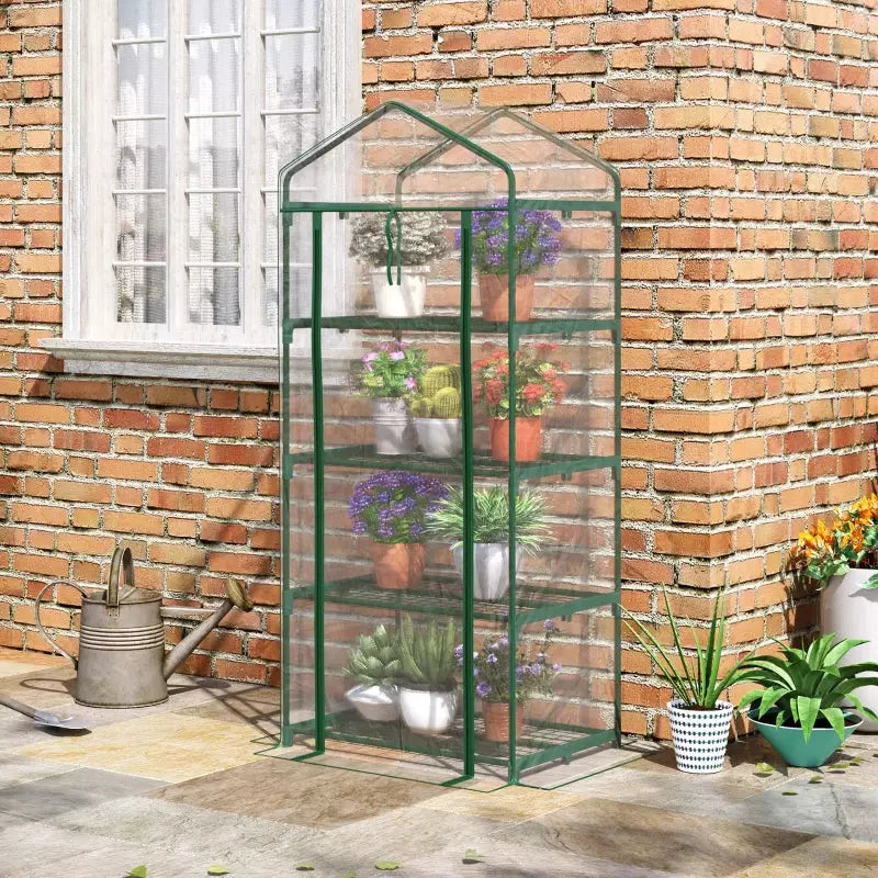4 Tier Mini Portable Greenhouse Steeple Design
