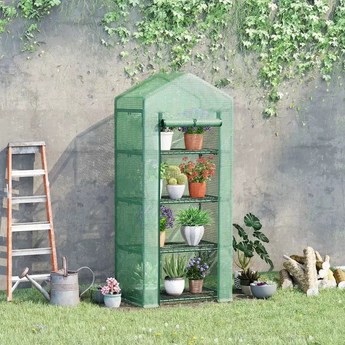 4 Tier Mini Portable Greenhouse Green