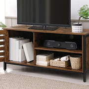 Vasagle Industrial TV Stand for 50 Inch TVs - features two open shelves and a storage cupboard on the left handside