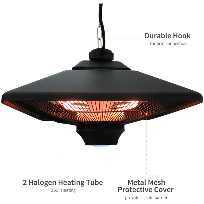 2kw Ceiling Mounted Outdoor Halogen Heater, Remote Control