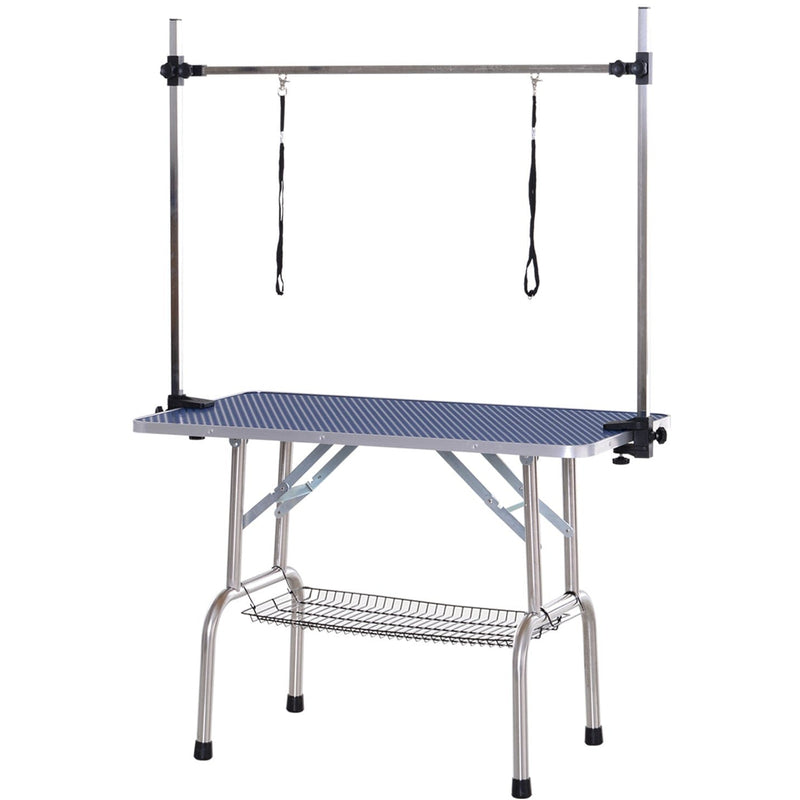 Adjustable Dog Grooming Table with Safety Slings, 107cm