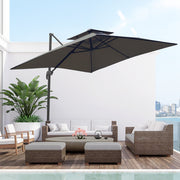 Roma 3m Square Cantilever Parasol With Base, Grey Outsunny