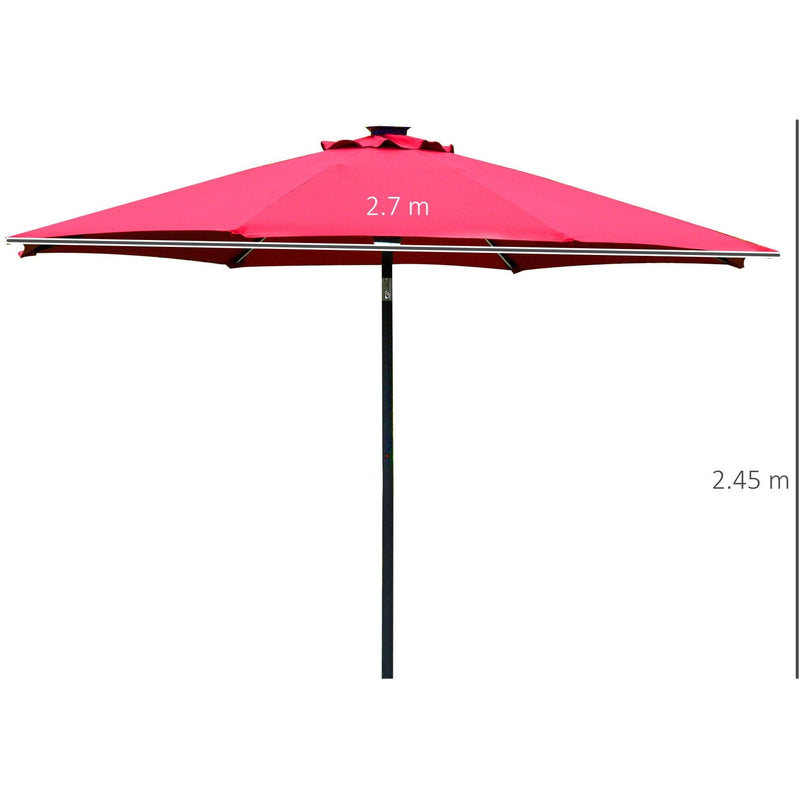 2.7m Garden Parasol With Lights, Tilt, Crank, Summer Shade