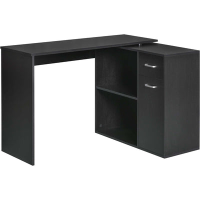 Black Corner Computer Desk with Storage Homcom