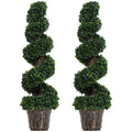 Set of 2 Artificial Boxwood Spiral Topiaries, Indoor/Outdoor Homcom