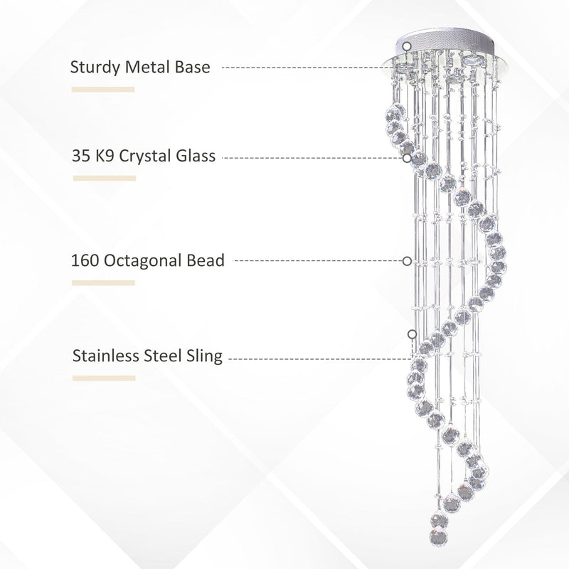 Modern Crystal Chandelier, Chrome, D30x120cm