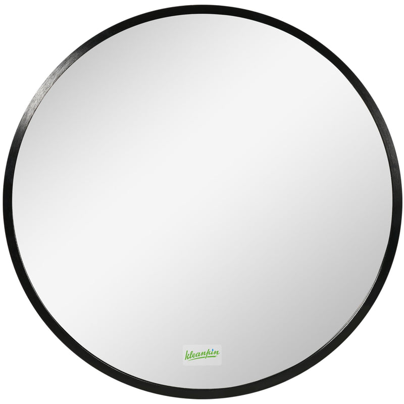 Black Round Wall-Mounted Bathroom Mirror - 40x40 cm
