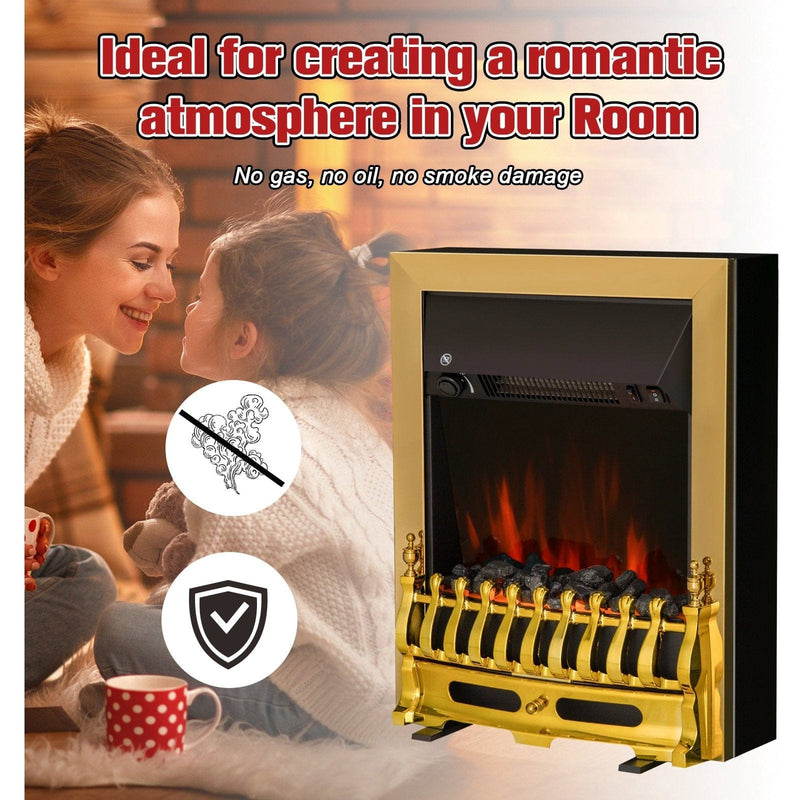 Electric Fireplace With Golden LED Flame